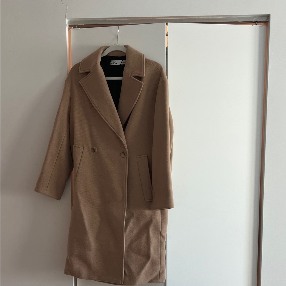 Zara Camel Double-Breasted Trench Coat
